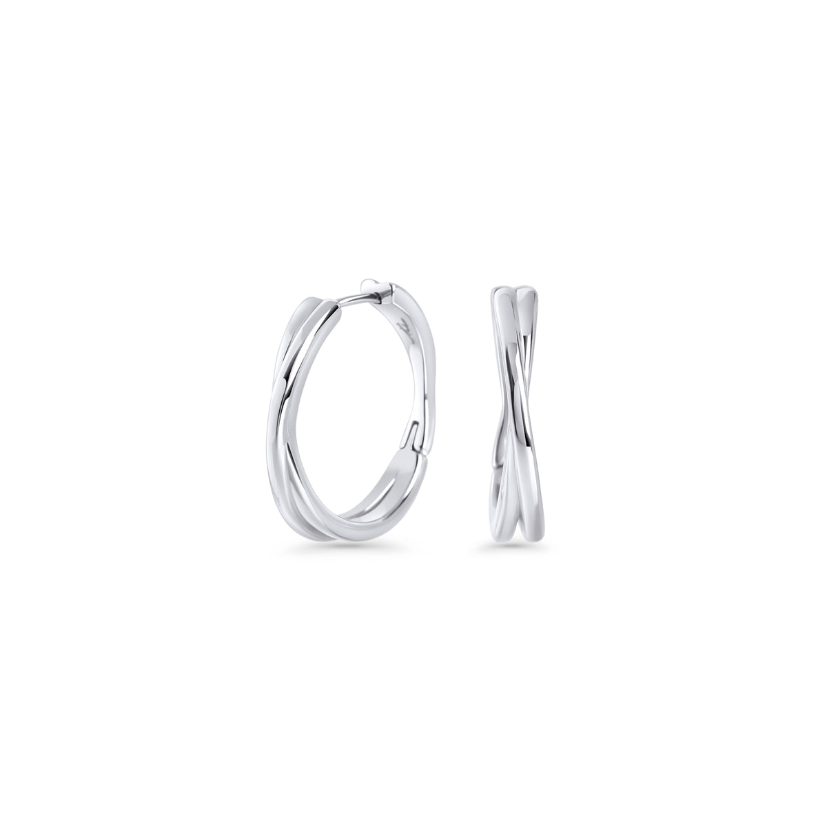 Silver stainless steel twisted huggie hoop earrings, minimalist hypoallergenic earrings for sensitive ears, tarnish-resistant durable everyday jewelry, modern affordable luxury jewelry Canada.