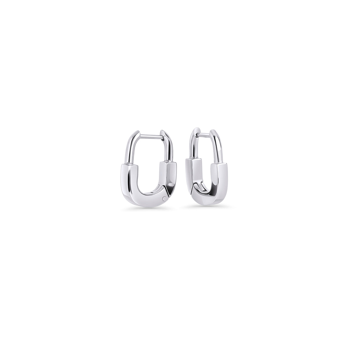 Silver chunky U-shaped oval huggie earrings – allergy-free, waterproof & tarnish-resistant stainless steel earrings for sensitive ears, top-rated everyday gold hoops by Mia Bijoux Canada