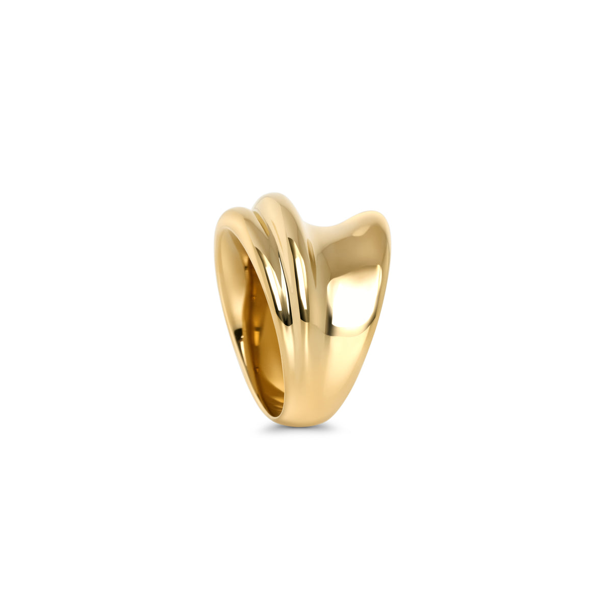 Modern gold dome ring in surgical stainless steel, smooth high-polish finish, comfortable everyday statement jewelry designed for sensitive skin, durable and long-lasting in Canada.