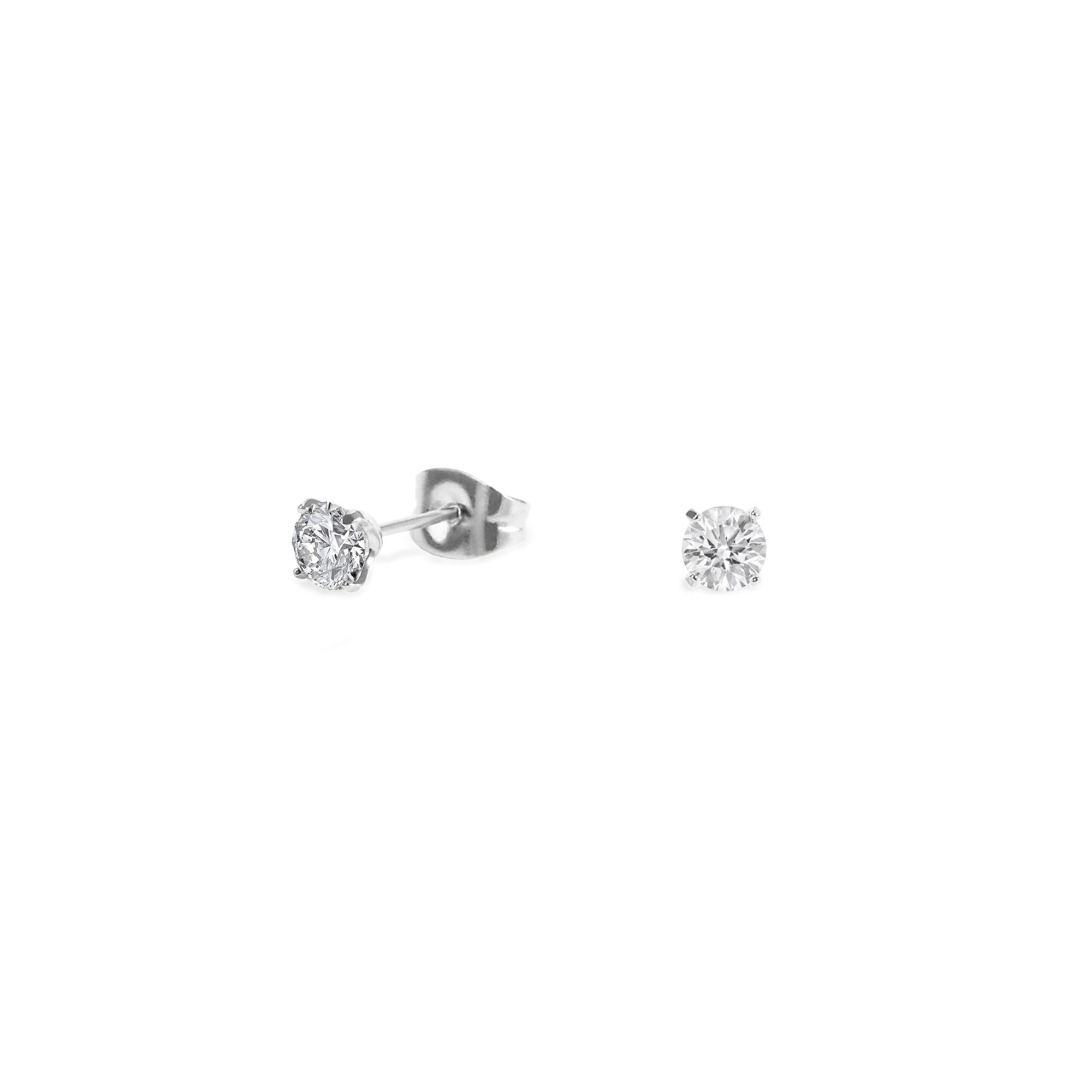 Stainless 4mm round cz stud earrings
