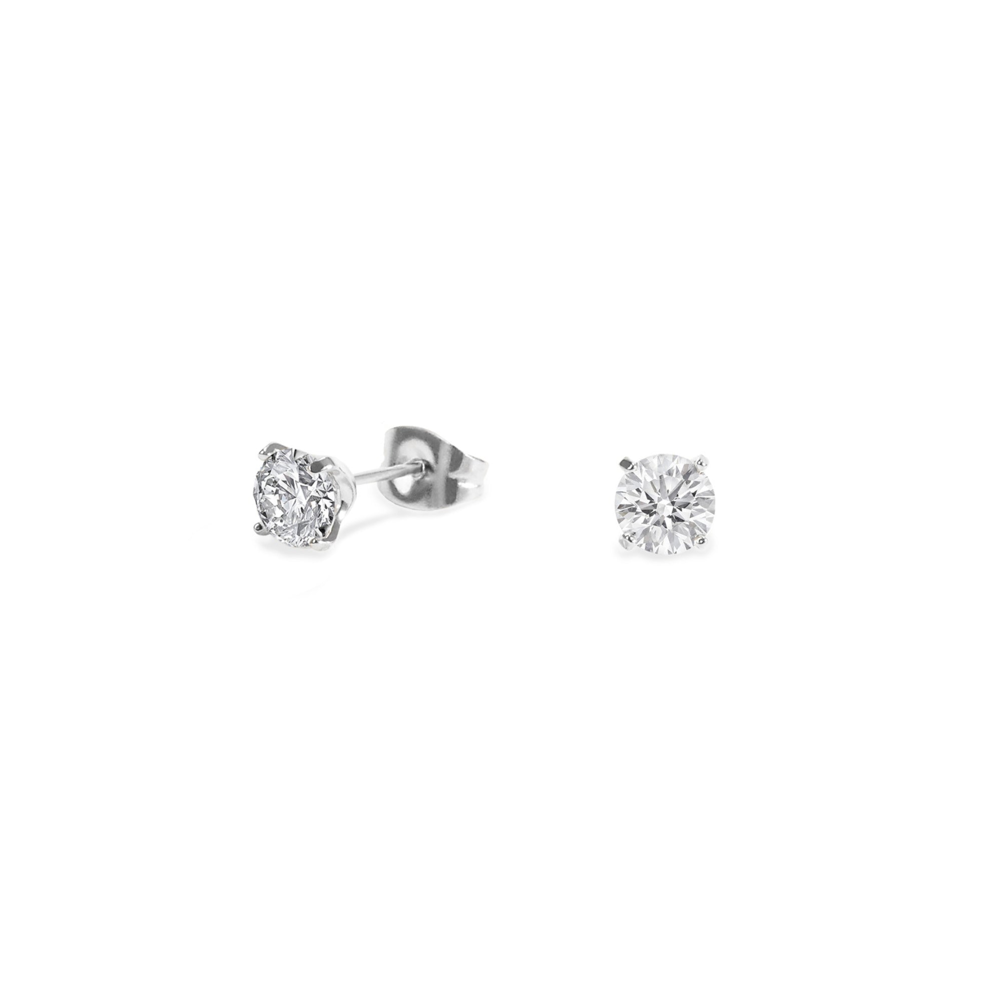 Stainless 5mm round cz stud earrings