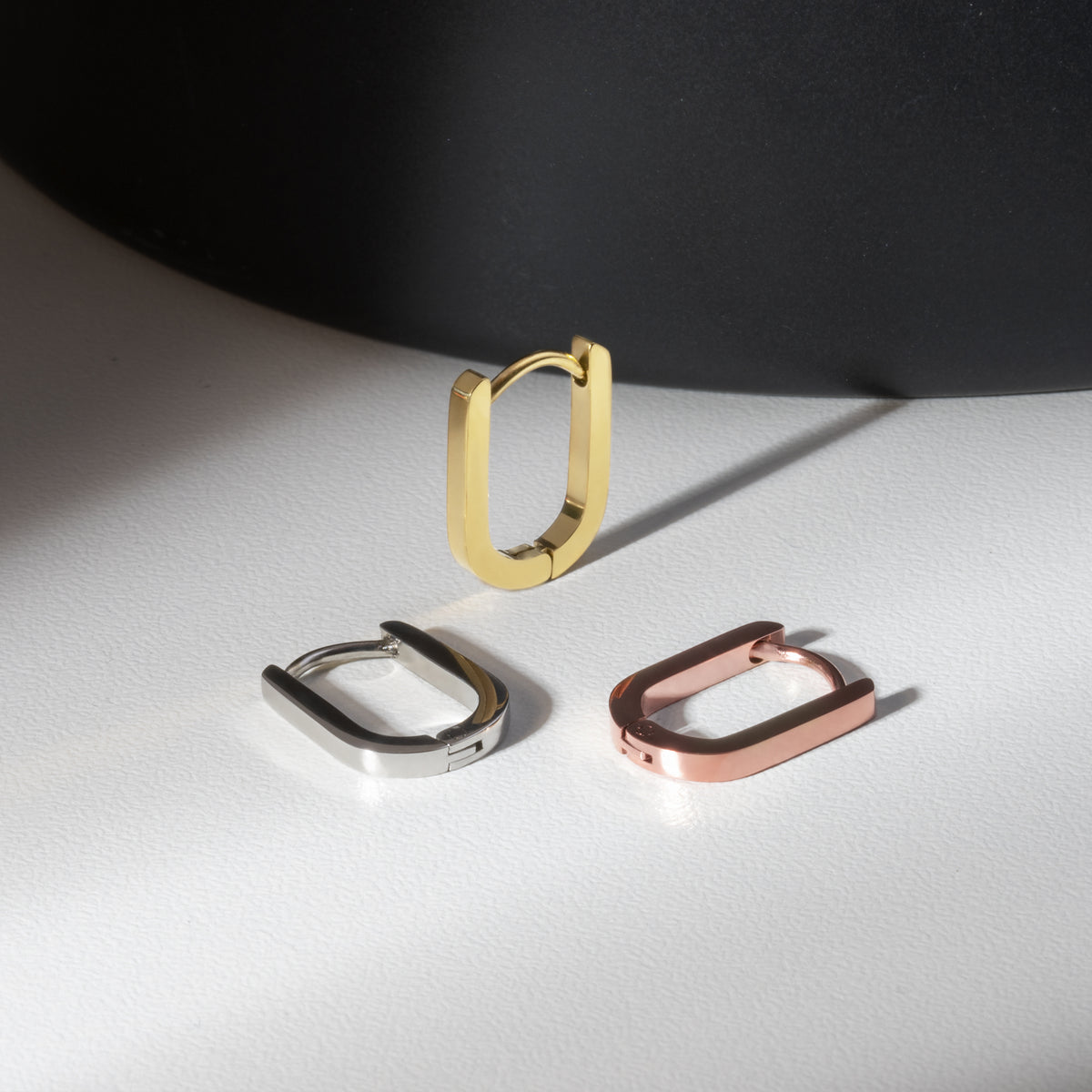 U shape earrings in 3 colors boucles d'oreilles en U 3 couleurs acier inox