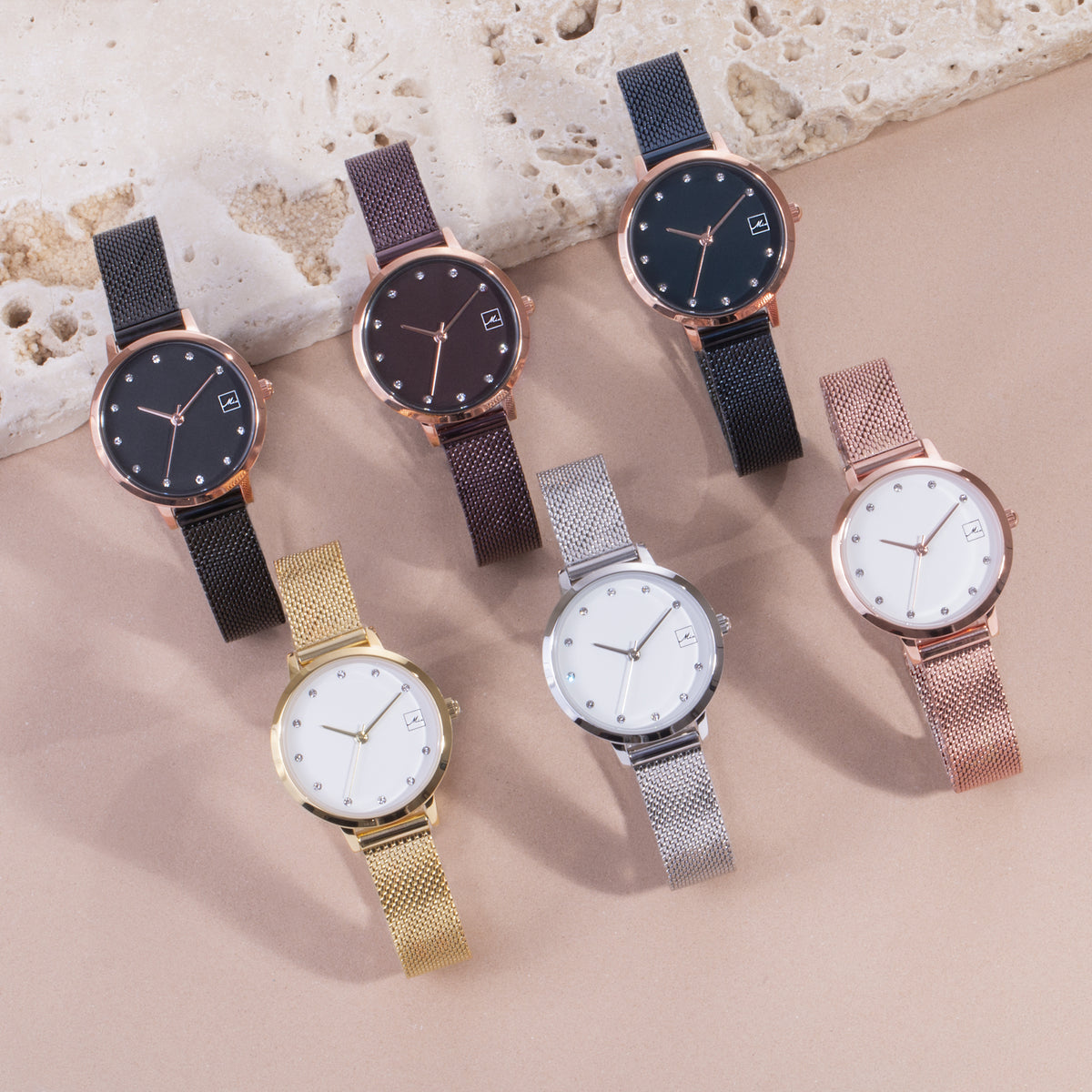 minimal small watch 30mm with stones stainless steel W119M02AR MIA Jewelry
