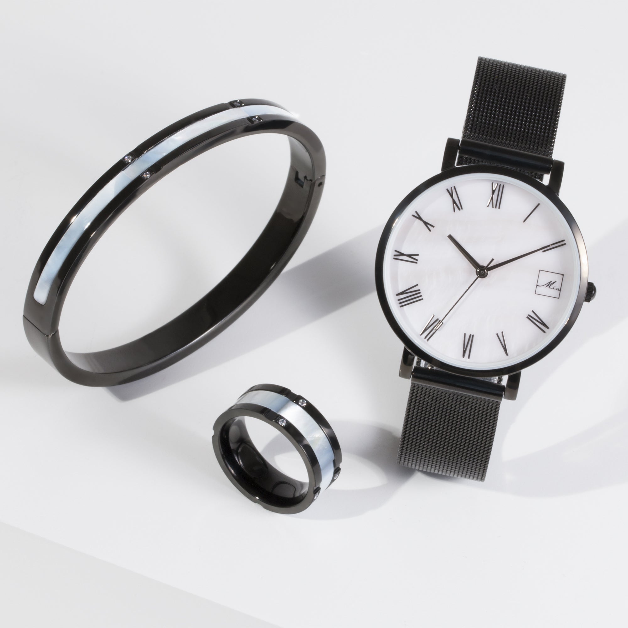 black mother of pearl watch