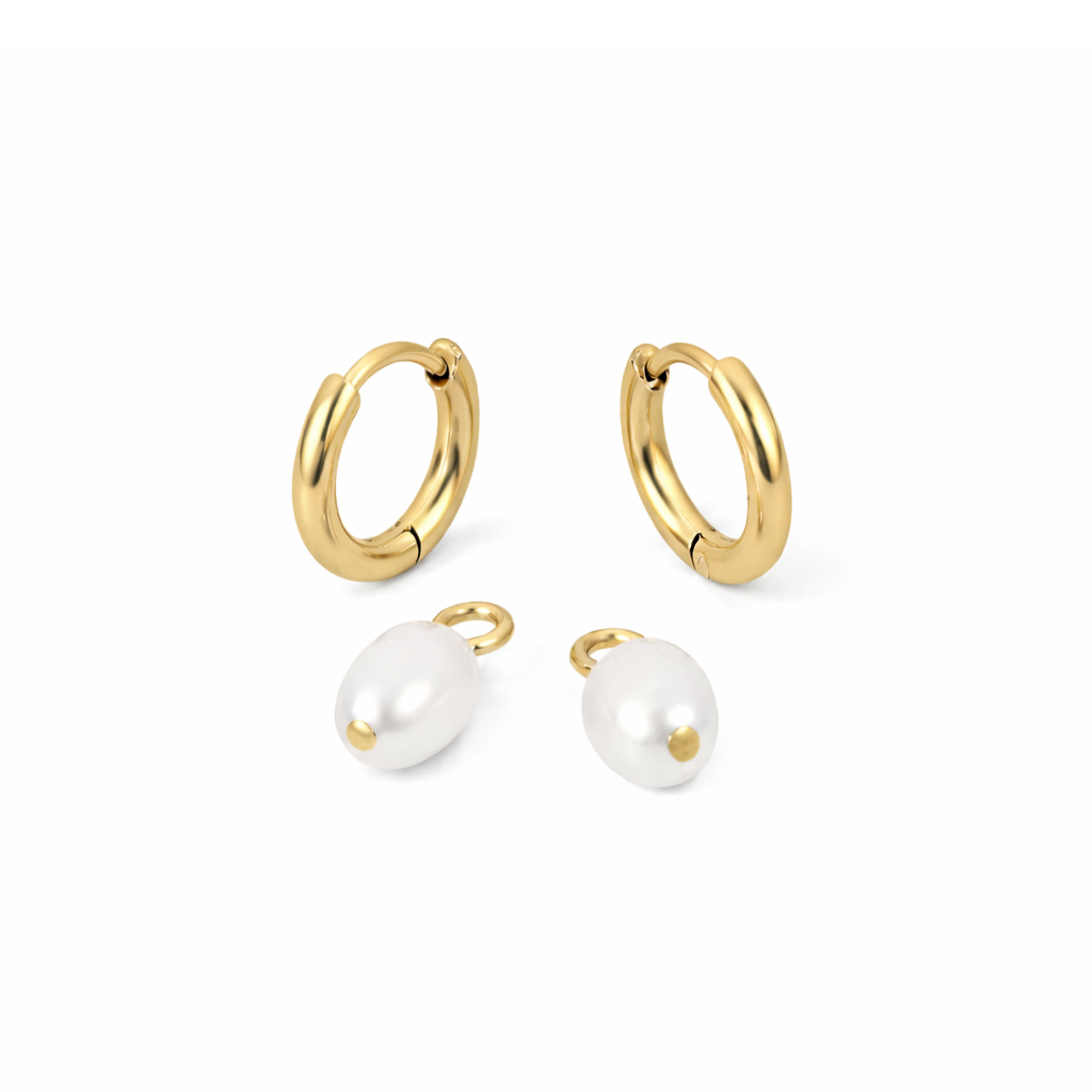 Sally Pearl Huggie Earrings