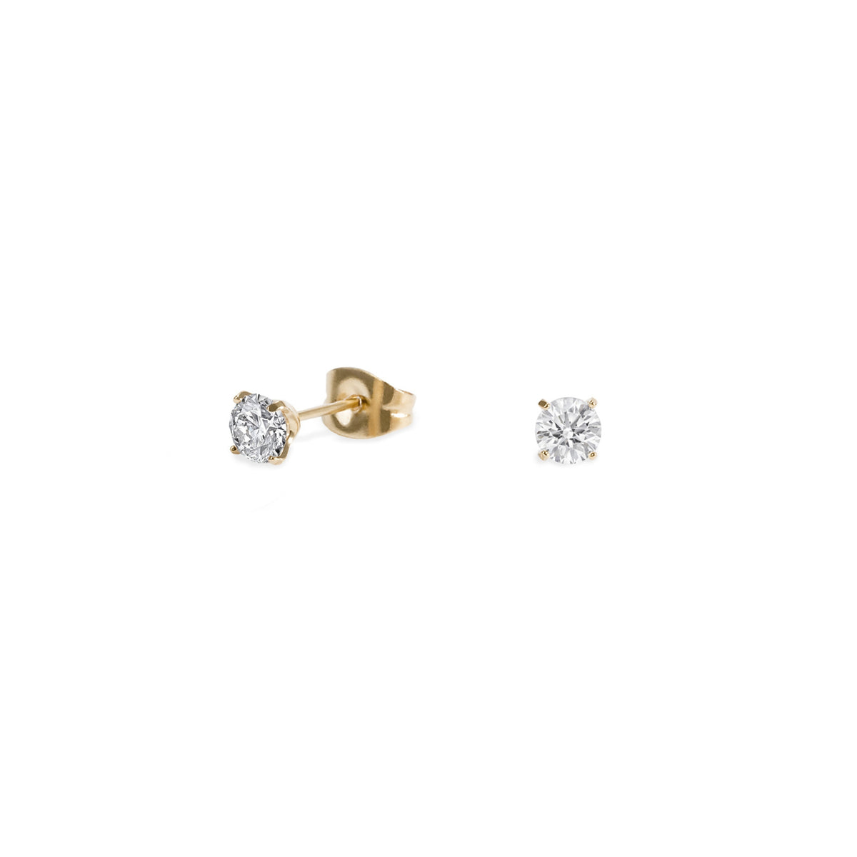 Stainless 4 mm round cz stud earrings