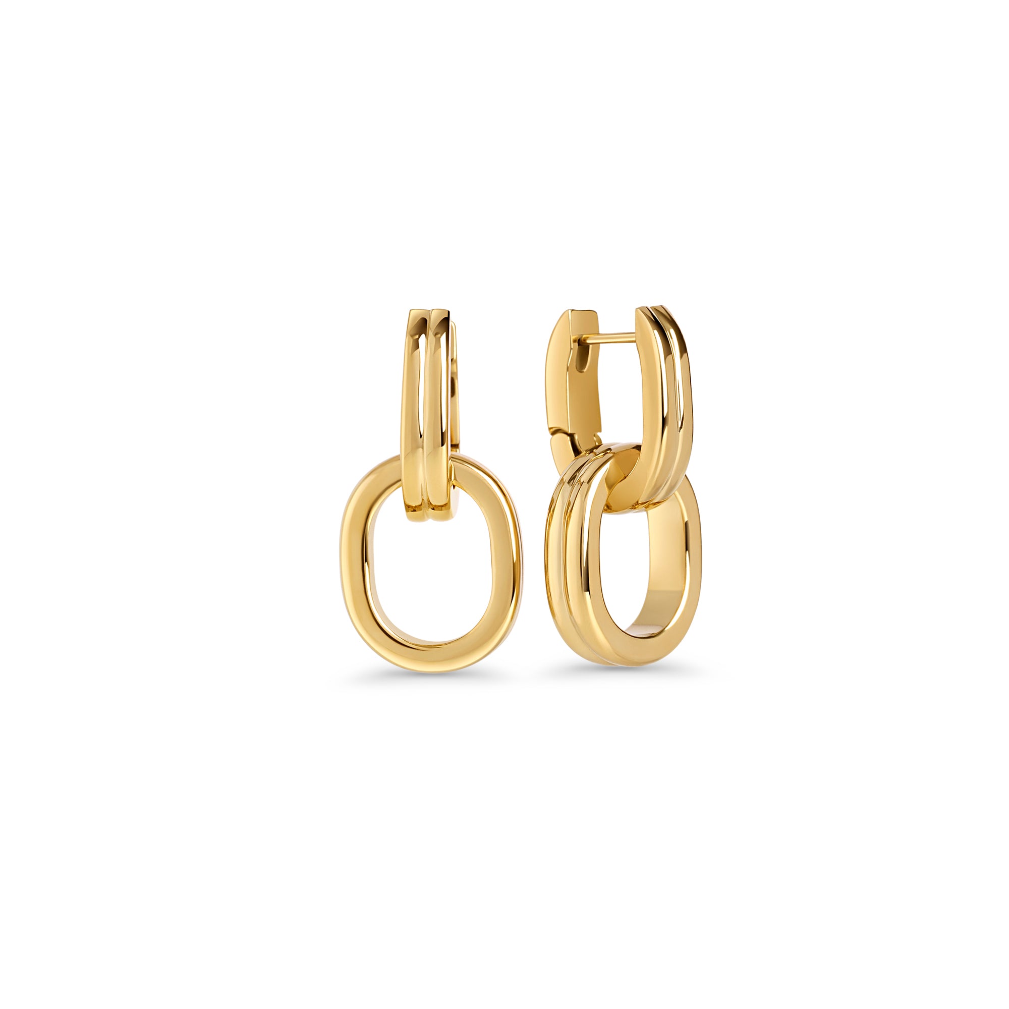 Gold drop earrings with two interlocking oval links on a white background. Nickel-free and waterproof jewelry by Mia Bijoux Canada.

Boucles d'oreilles pendantes dorées à deux maillons ovales entrelacés sur fond blanc. Bijoux sans nickel et résistants à l'eau par Mia Bijoux Canada.