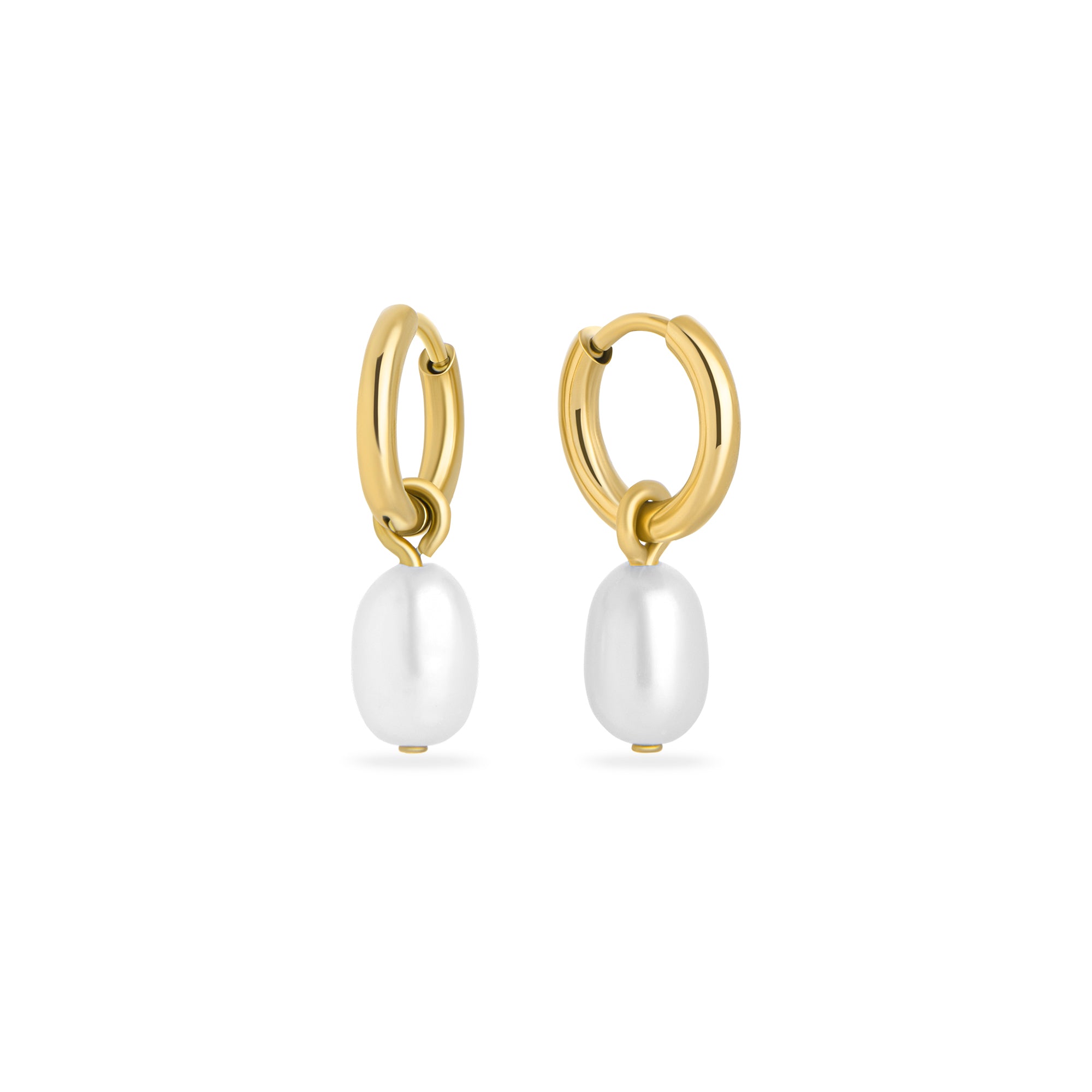 Sally Pearl Huggie Earrings