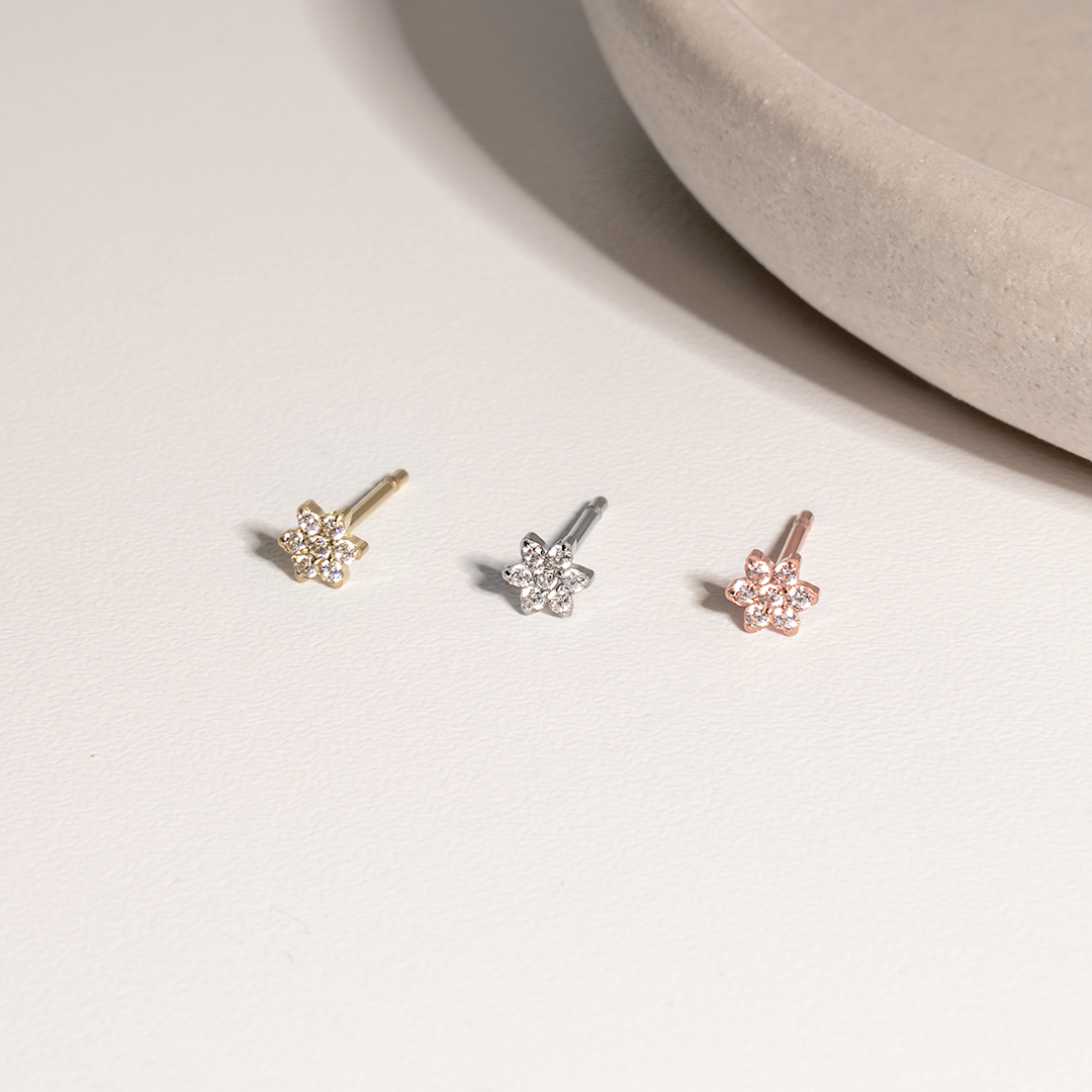 Boucles d'oreilles fleurs fixes acier inoxydable femmes MIA