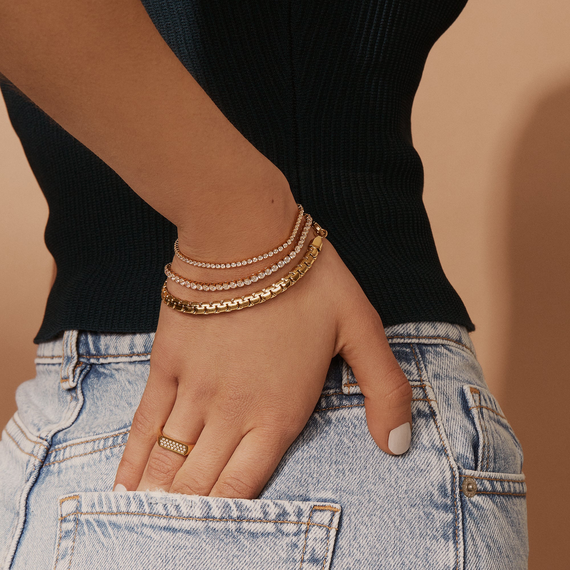 Bracelet tennis chic avec pierres durables or acier inox MIA