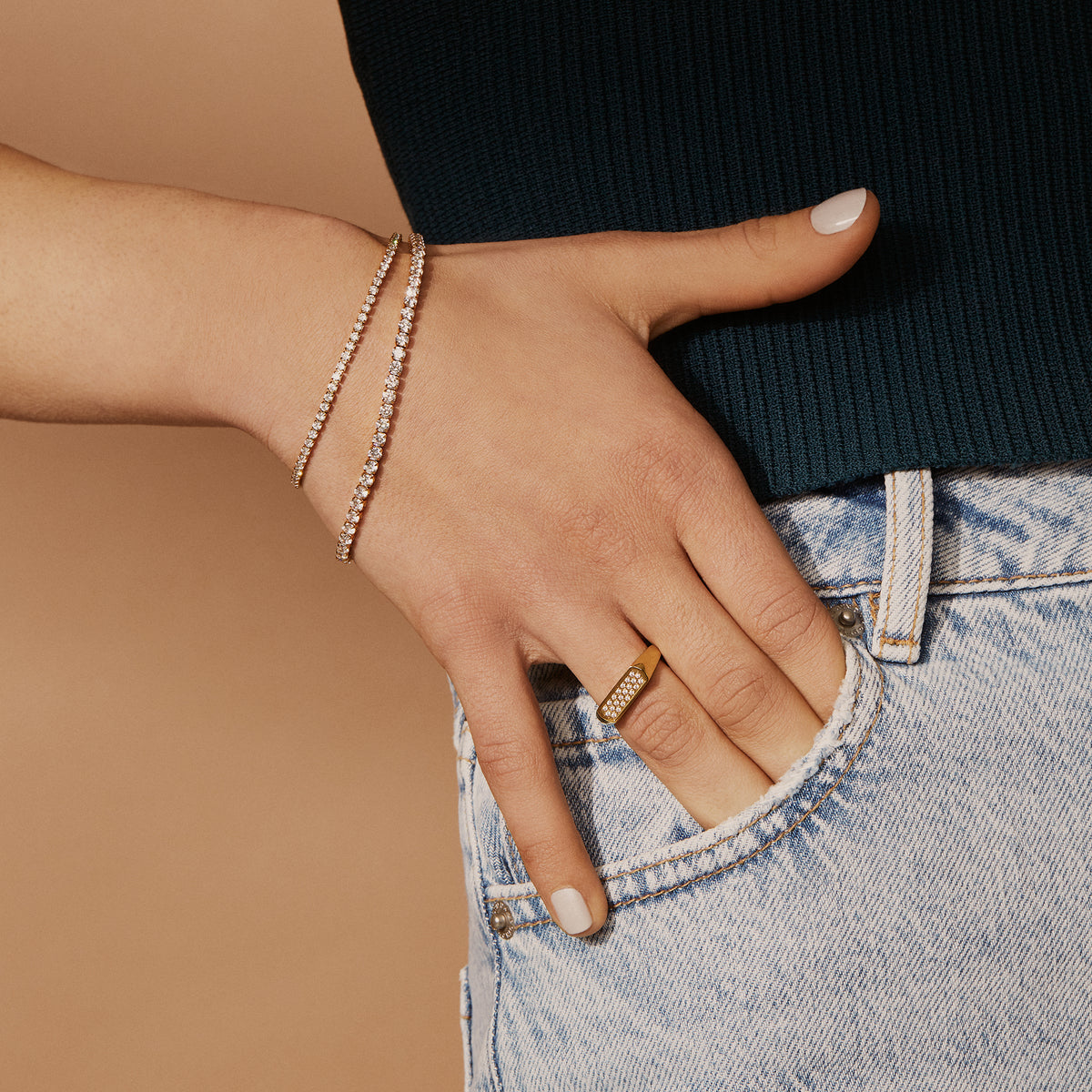 Bracelet tennis chic avec pierres durables or acier inox MIA